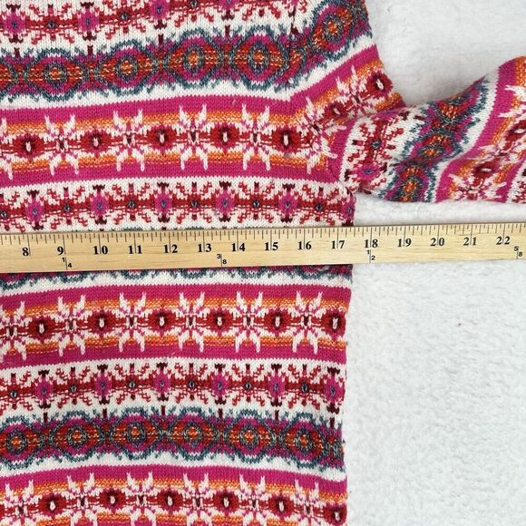 Loft Fair Isle Sweater Pink Multicolor Wool Blend Knit Women’s Medium‎ - Picture 9 of 11